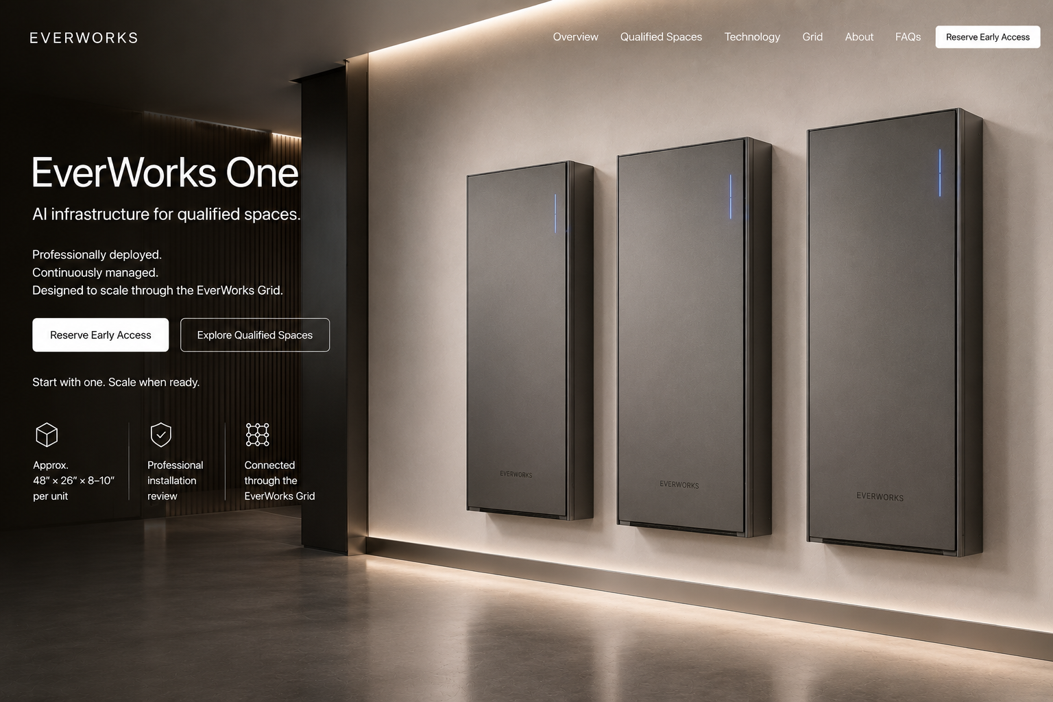 Single EverWorks unit installed in a refined indoor deployment setting